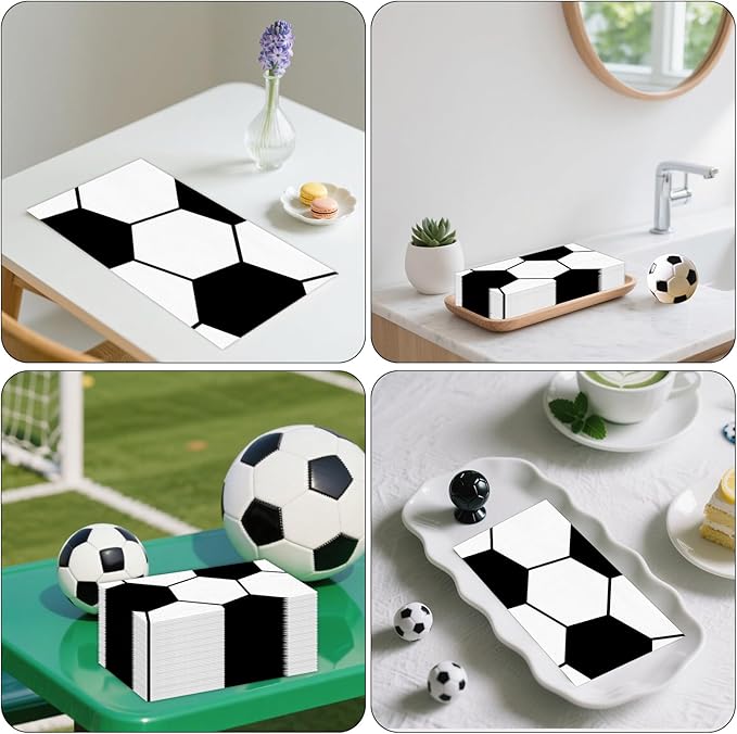 100 PCS Soccer Paper Napkins, Disposable Soccer Bathroom Guest Hand Towels - Image 7