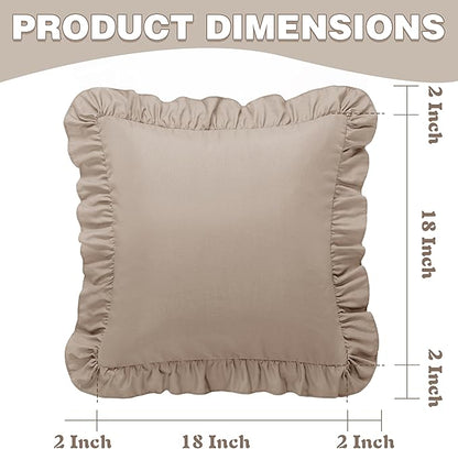KKJIAF Ruffle Pillow Cases 18x18 Inches, Khaki Square Ruffled Pillow Covers Set - Image 3