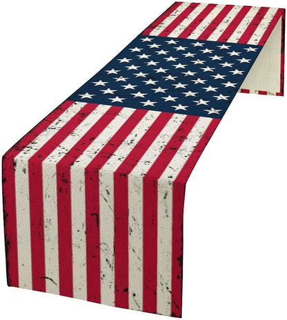 July 4th Table Runner Rustic American USA Flag Seasonal Dinner Runner by moderw