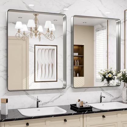 loaao 24x36 inch brushed nickel bathroom mirror, side view