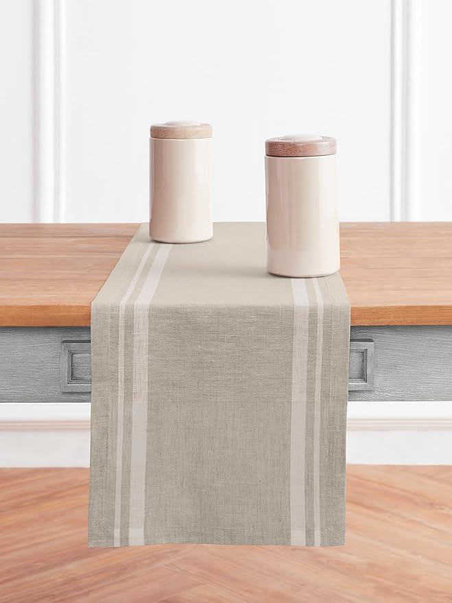 Solino Home Striped Linen Table Runner 120 Inches Long by SolinoHome