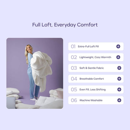 mellow marshmellow comforter full/queen, all-season temperature control, package contents