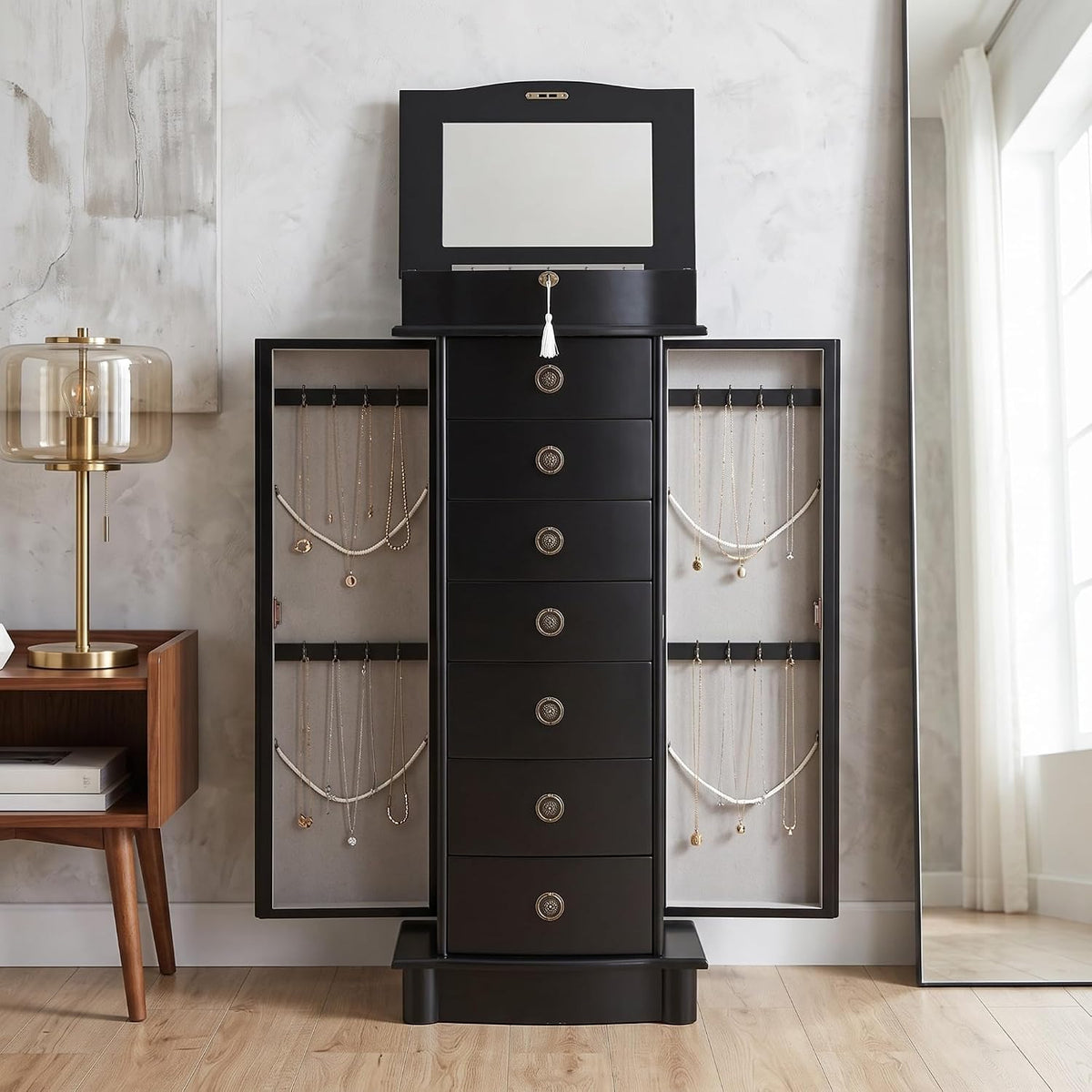 hives and honey nora jewelry armoire cabinet with shown in use