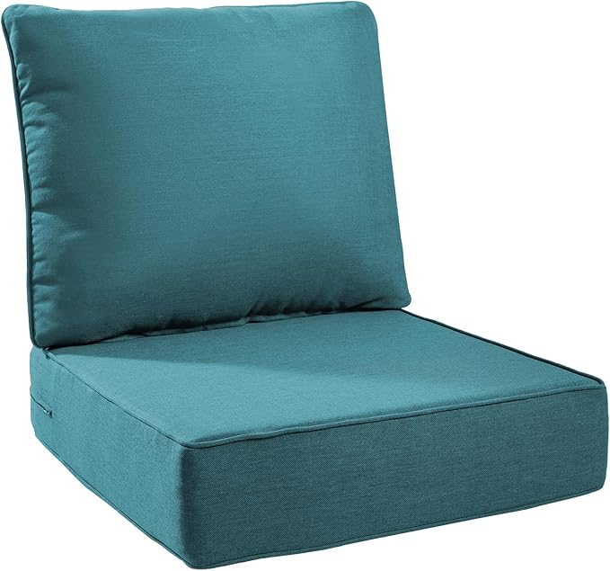 6" Thick Outdoor Cushions 24x24x6, 1-Set Deep Seat Patio Cushions by Pugire