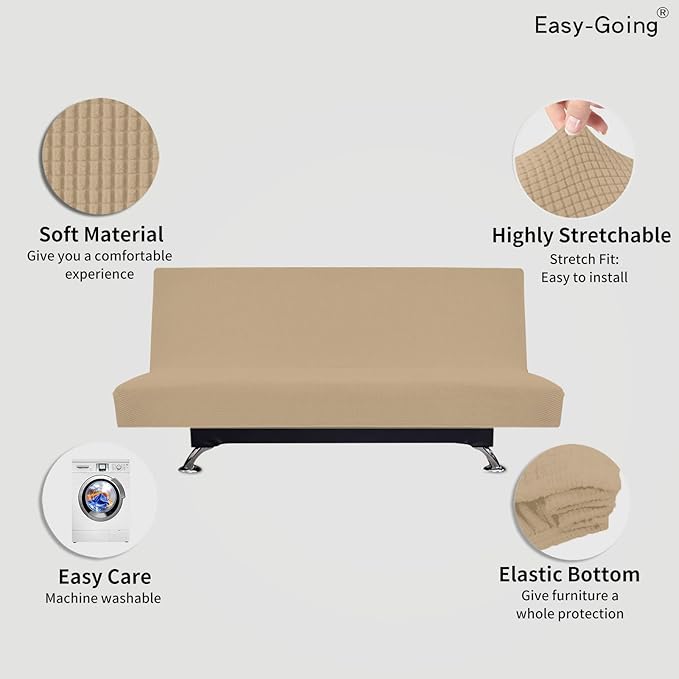Easy-Going Stretch Futon Slipcover Armless Futon Bed Cover Furniture Protector - Image 3