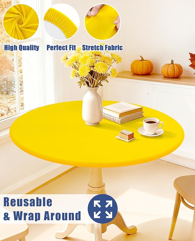 Round Spandex Tablecloth, Elastic Fitted Waterproof Tablecloths - Image 5