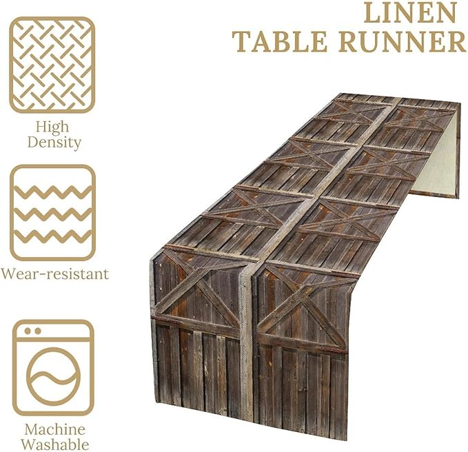 Rustic Barn Door Table Runner Farm Retro Woods Vintage Wooden Farmhouse Western - Image 7