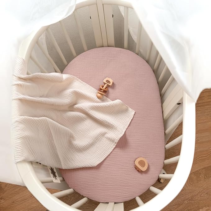 lulumoon Baby Muslin Bassinet Sheets: Cotton Bassinet Sheets Neutral - Image 5