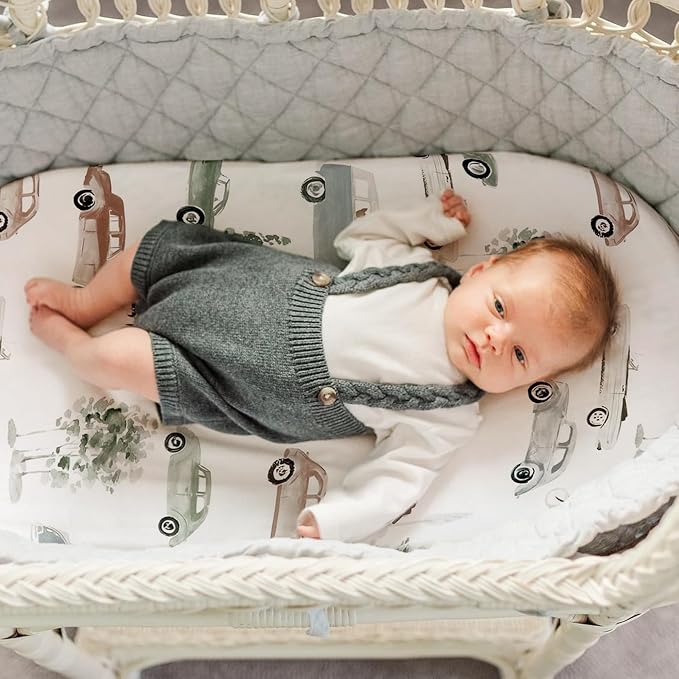 GRSSDER Stretchy Ultra Soft Fitted Bassinet Sheets 3 Pack, Universal Fit - Image 3