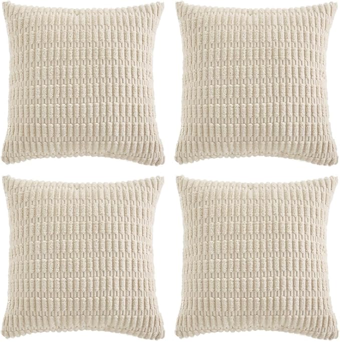 Fancy Homi 4 Packs Boho Cream Decorative Throw Pillow Covers 20x20 Inch by Fancy+Homi