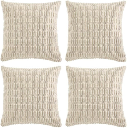 Fancy Homi 4 Packs Boho Cream Decorative Throw Pillow Covers 16x16 Inch by Fancy+Homi