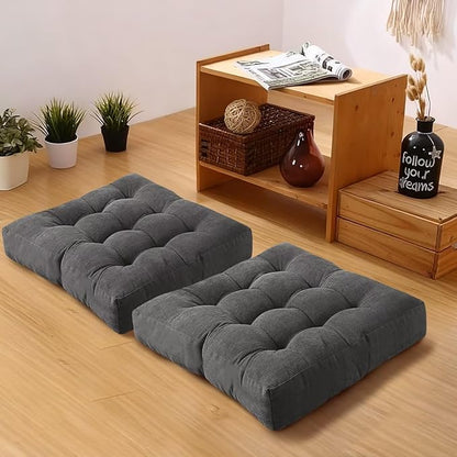 Meditation Floor Pillow Set of 2 Square Large Seat Pillows by Gfobip