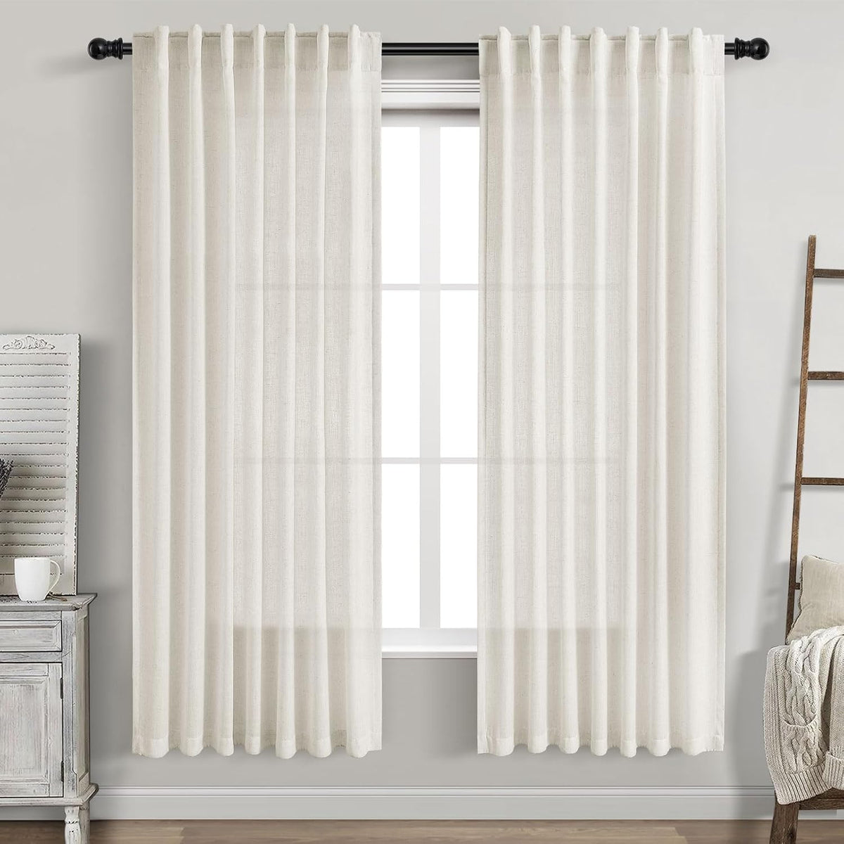 nanspring cream linen curtains 74 inches long for, main product view