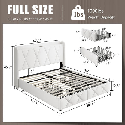 einhomn full size bed frame with 4 storage shown in use