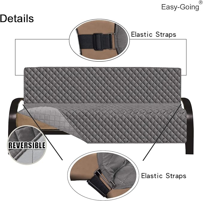 Easy-Going Futon Sofa Slipcover Reversible Armless, Furniture Protector Couch - Image 3