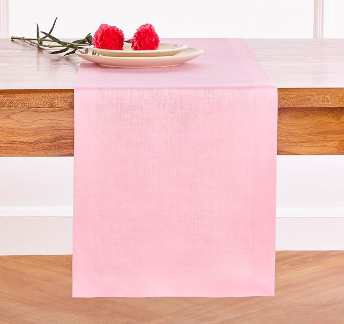 Solino Home Linen Pink Lemonade Table Runner 72 Inches Long by SolinoHome