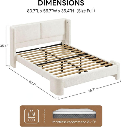 likimio full bed frame with usb ports & shown in use