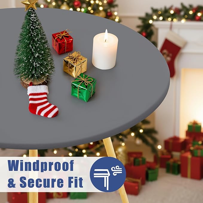 Round Spandex Tablecloth, Elastic Fitted Waterproof Tablecloths - Image 3