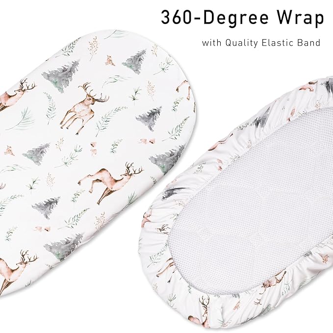 Gllquen Baby Bassinet Sheets Set 2-Pack, Breathable Cozy Bassinet Fitted Sheet - Image 3