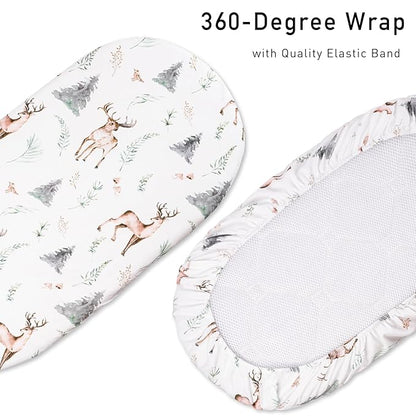Gllquen Baby Bassinet Sheets Set 2-Pack, Breathable Cozy Bassinet Fitted Sheet - Image 3