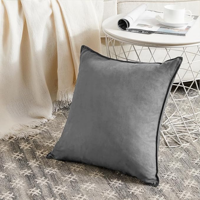 Fancy Homi 2 Packs Dark Gray Decorative Throw Pillow Covers 18"x18", Modern - Image 2