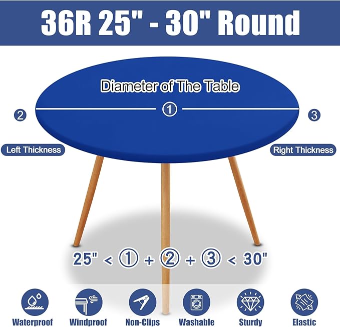 Round Spandex Tablecloth, Elastic Fitted Waterproof Tablecloths - Image 8