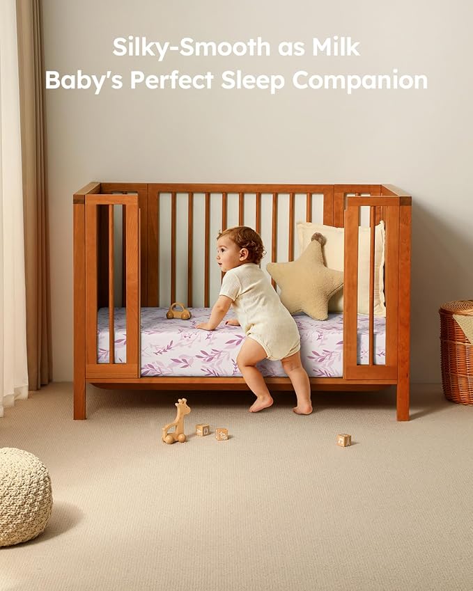 Baby Crib Sheets for Boys Girls, Breathable Soft Microfiber Baby Sheet Purple - Image 7