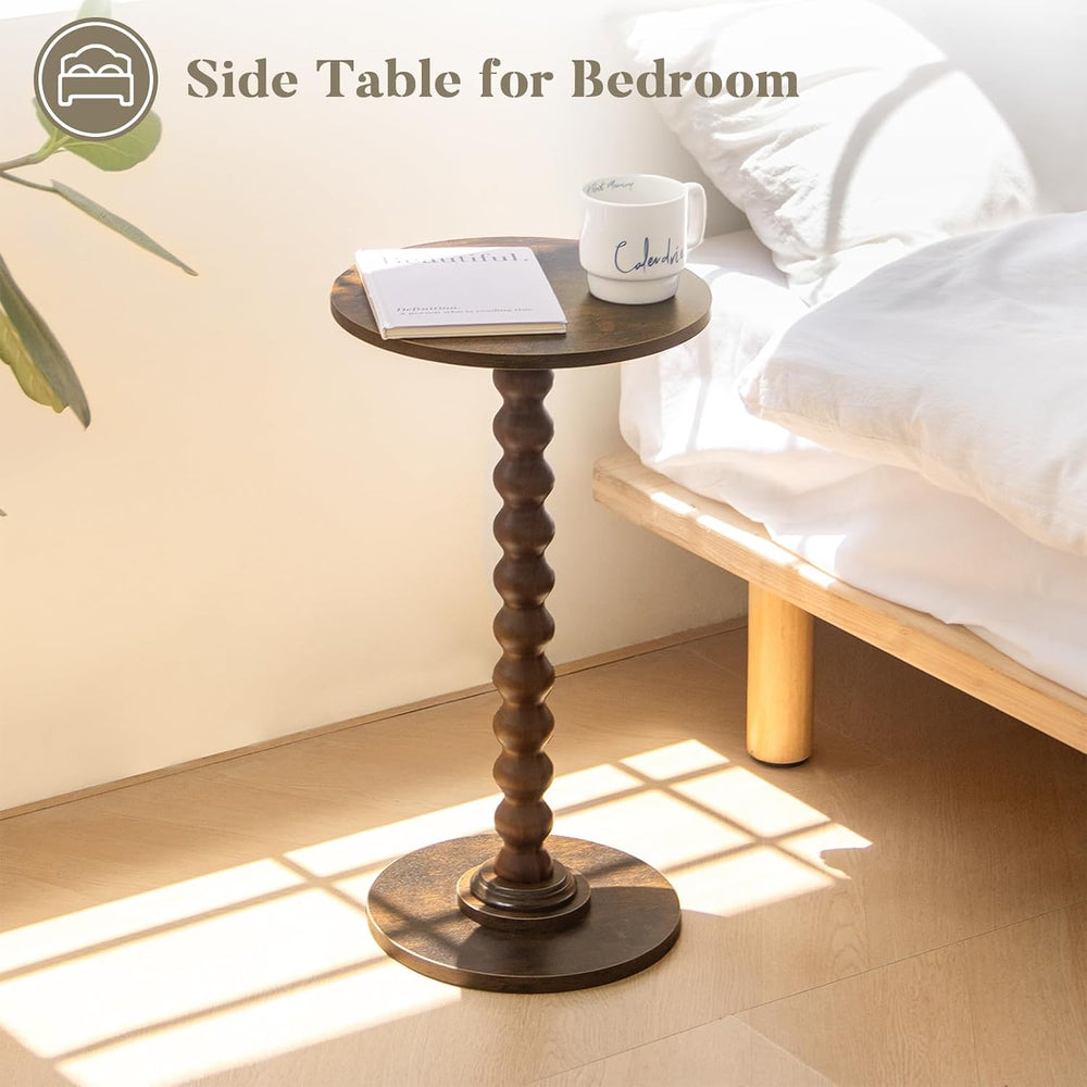 Round Side Table, Small Drink Table for Small Spaces, Modern Accent Nightstan...
