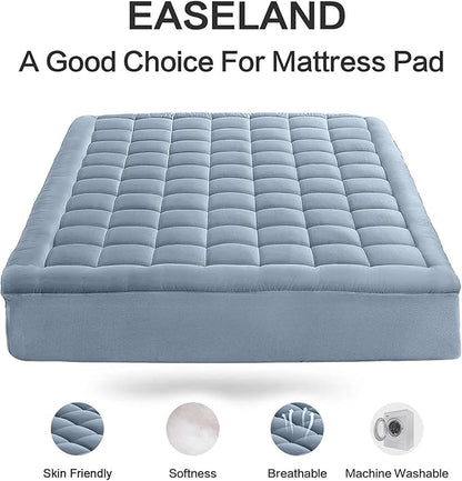 EASELAND Queen Size Mattress Pad Pillow Top Mattress Cover Quilted Fitted - Image 2
