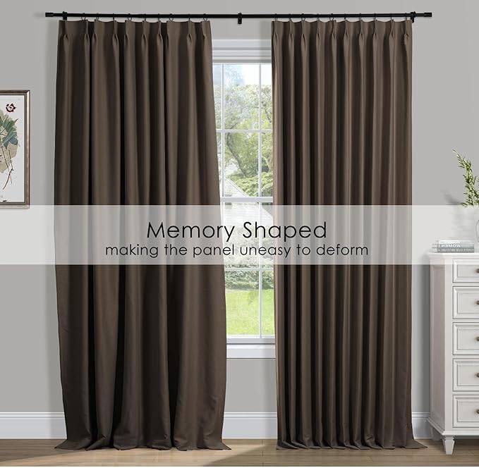 TWOPAGES Chocolate Pinch Pleated Room Darkening Curtain 63 Inches Long - Image 3
