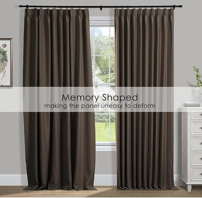 TWOPAGES Chocolate Pinch Pleated Room Darkening Curtain 63 Inches Long - Image 3