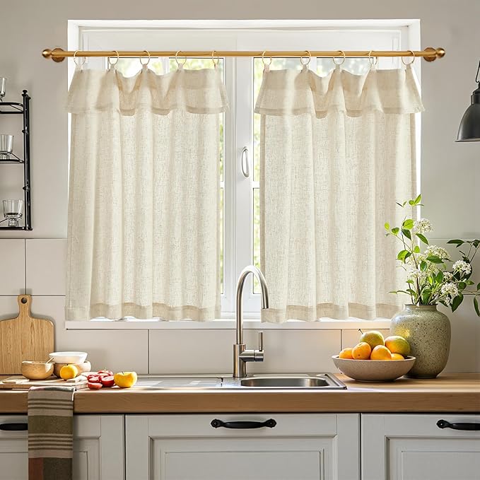 jinchan Linen Tier Curtains by JINCHAN
