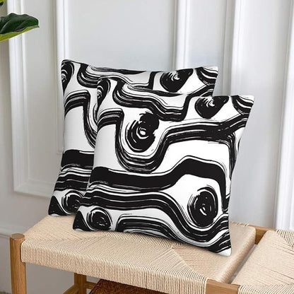 Black and White Striped Throw Pillow Covers 18x18 in Set of 2 Decorative Modern - Image 3
