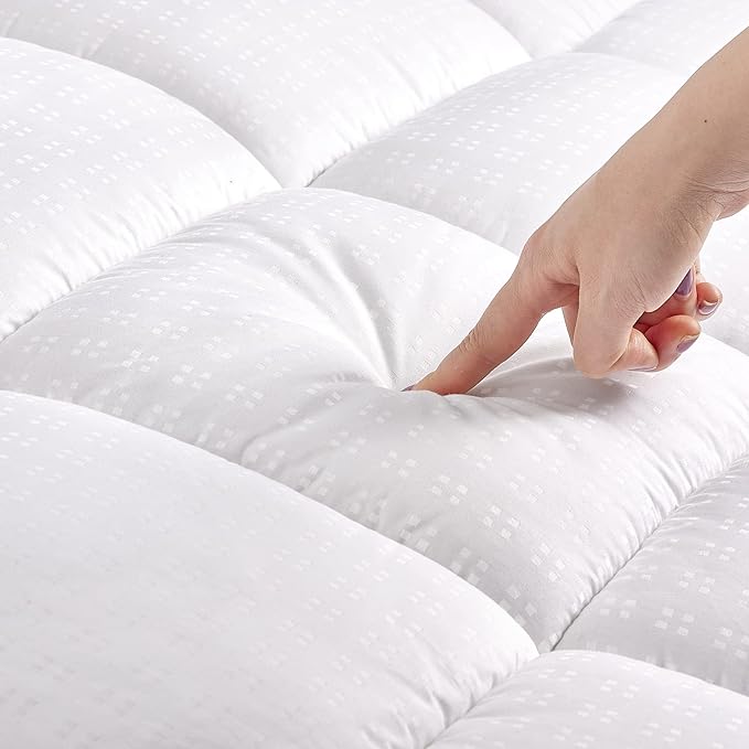 SLEEP ZONE Queen Size Cotton Mattress Pad, Machine Washable Mattress Protector - Image 2