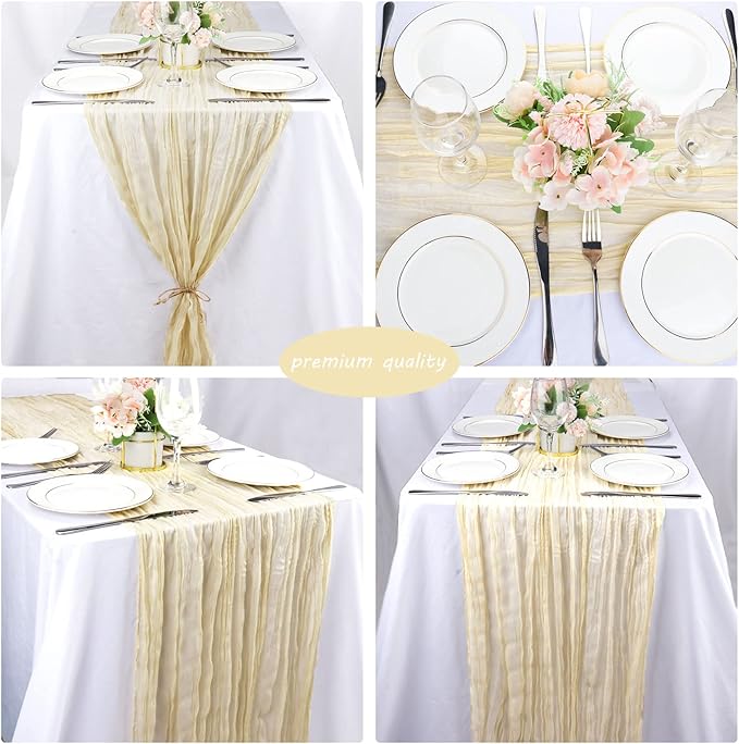 12 Pack 10Ft Cheesecloth Table Runner 35x120 Inch Boho Gauze Rustic Cheese - Image 5