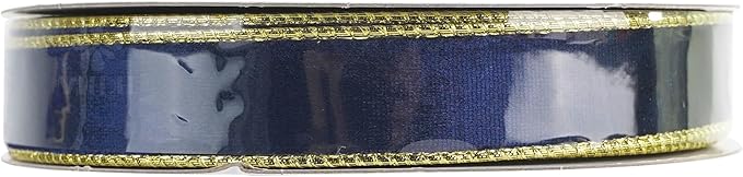 MEEDEE Navy Blue and Gold Velvet Ribbon - Image 9