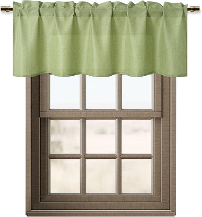 Hiasan Green Valance Curtains Light Filtering Rod Pocket Window Valance Curtains - Image 7