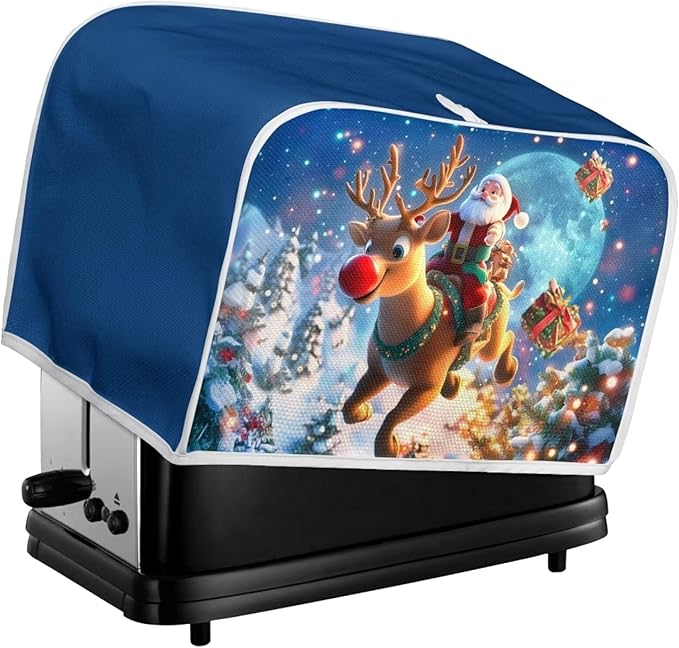 ZFRXIGN 4 Slice Toaster Cover Christmas Deer Santa Claus Dust Cover Small - Image 5