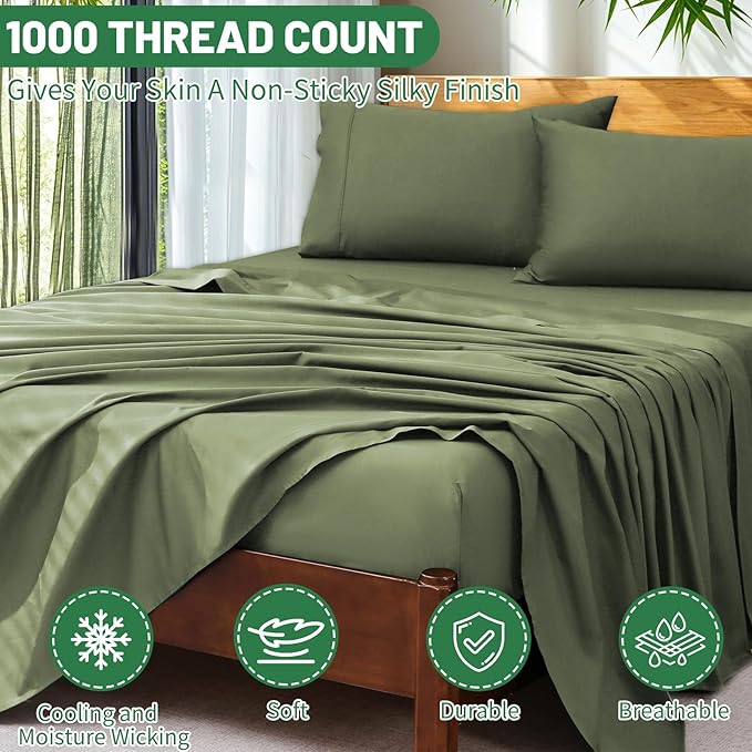 Extra Deep Pocket Queen Sheets 18-24 Inch 1000 Thread Count 100% Egyptian - Image 3
