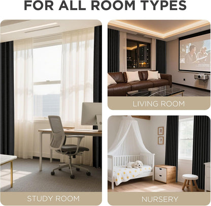 joydeco blackout curtains for bedroom - 100% light, front angle view