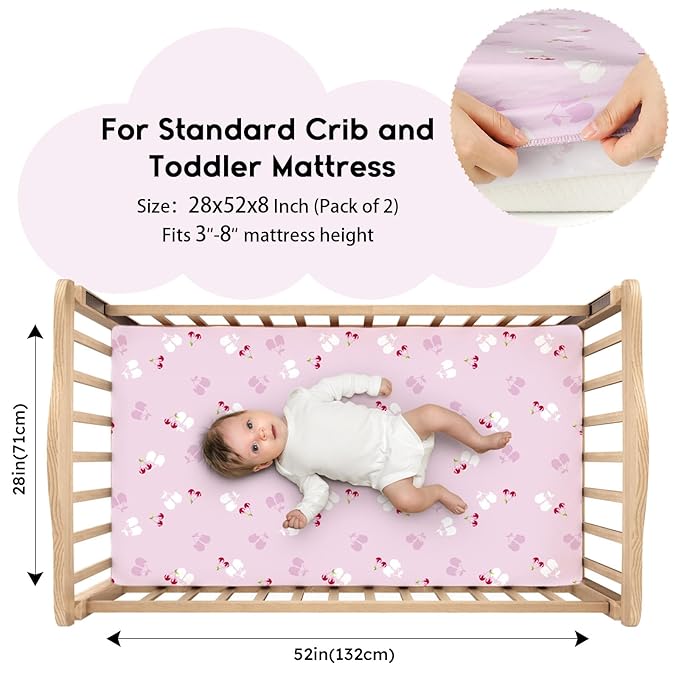 Yoofoss Baby Crib Sheets for Boys Girls, Fitted Crib Sheet 2 Pack for Standard - Image 2