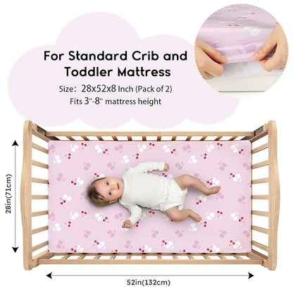 Yoofoss Baby Crib Sheets for Boys Girls, Fitted Crib Sheet 2 Pack for Standard - Image 2