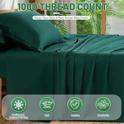 100% Egyptian Cotton Sheets King Size 4PCS 1000 Thread Count Sateen Weave Soft - Image 2