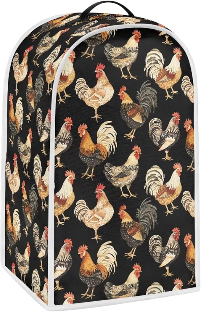Chicken Rooster Print Blender Dust Cover, Stand Mixer or Coffee Maker Appliance by Annejudy
