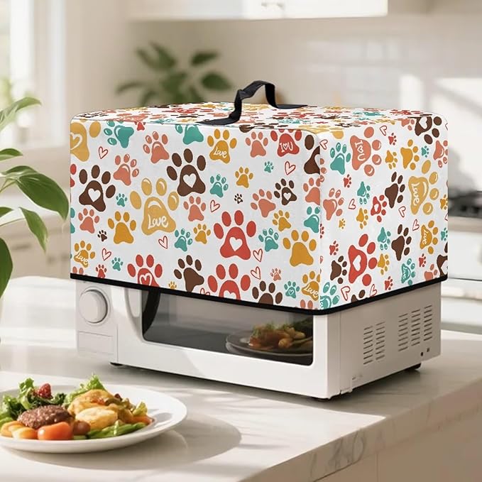 Microwave Oven Dust Cover, Dog Paw Polyester Dust Cover - Image 3