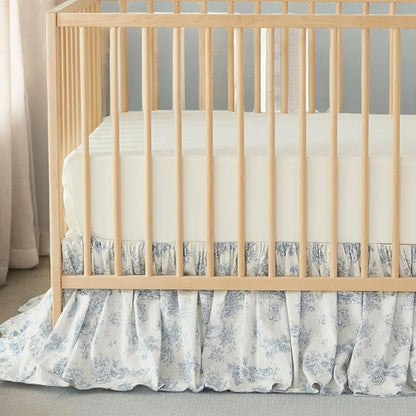 Brandream French Country Toile Floral Print Cotton Crib Skirt Toddler Bedskirt - Image 4