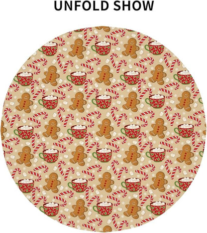 Christmas Tablecloth Round 60×60 Inch, Gingerbread Man Candy Cane Holiday - Image 6