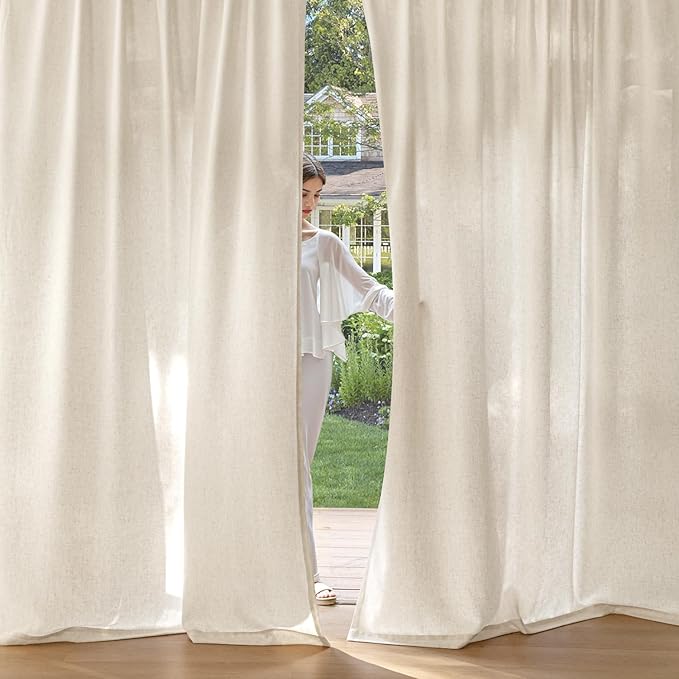 MIULEE Non-See-Through Privacy Linen Curtains 2 Panels, Light Filtering Window - Image 2