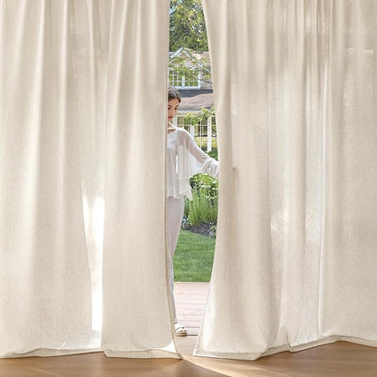 MIULEE Non-See-Through Privacy Linen Curtains 2 Panels, Light Filtering Window - Image 2