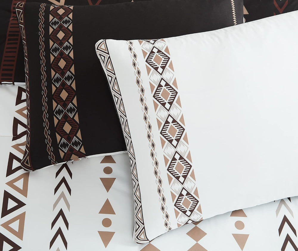 Queen Comforter Set - 7 Pieces Western Bedding Set Reversible Bed in A Bag